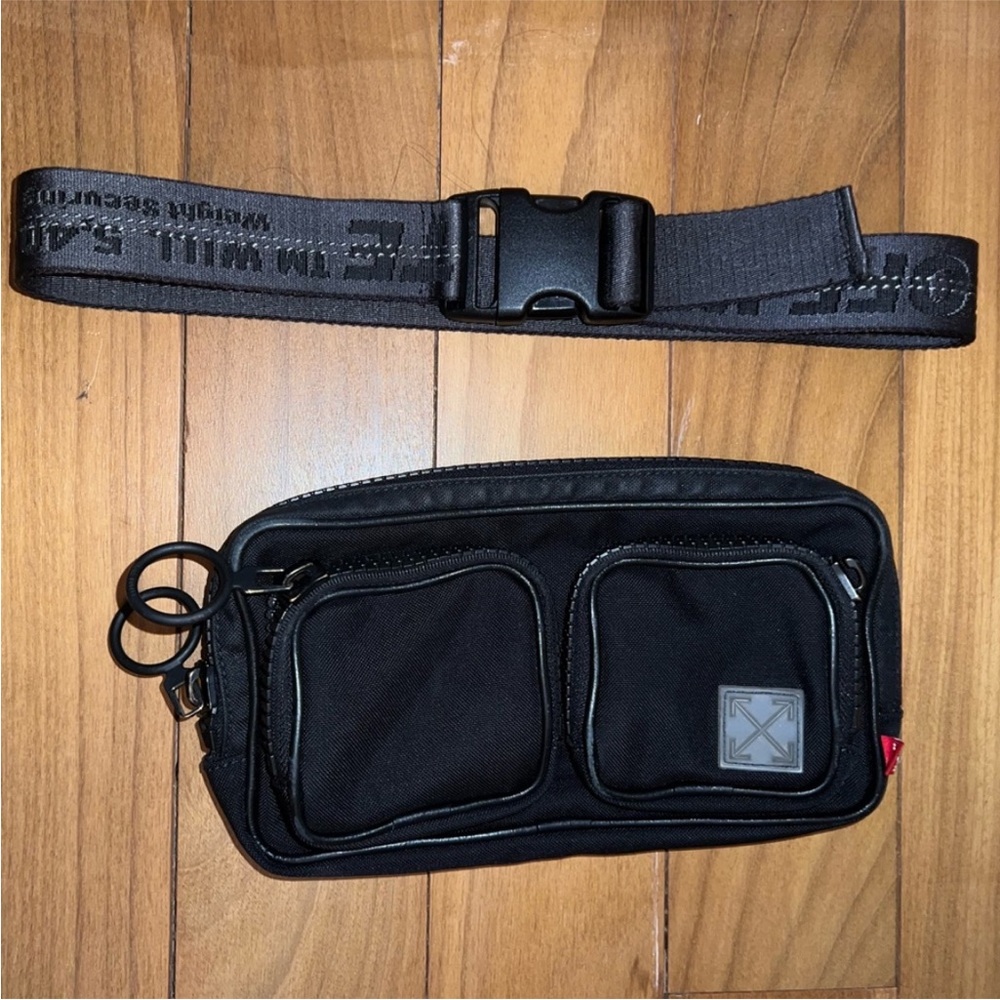 Off-White Black Belt Bag with Adjustable Strap